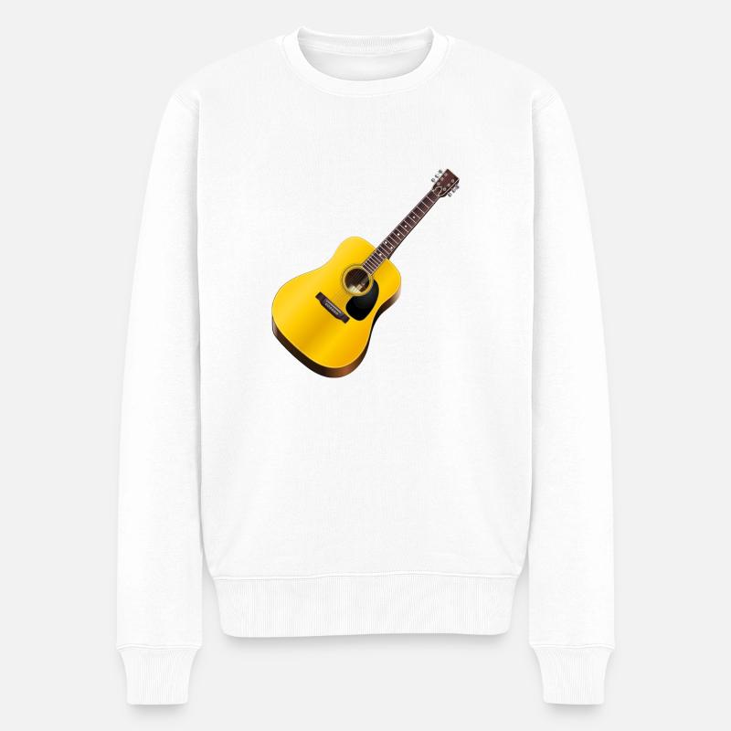 Gitarre - Männer Premium Bio Pullover - Weiß