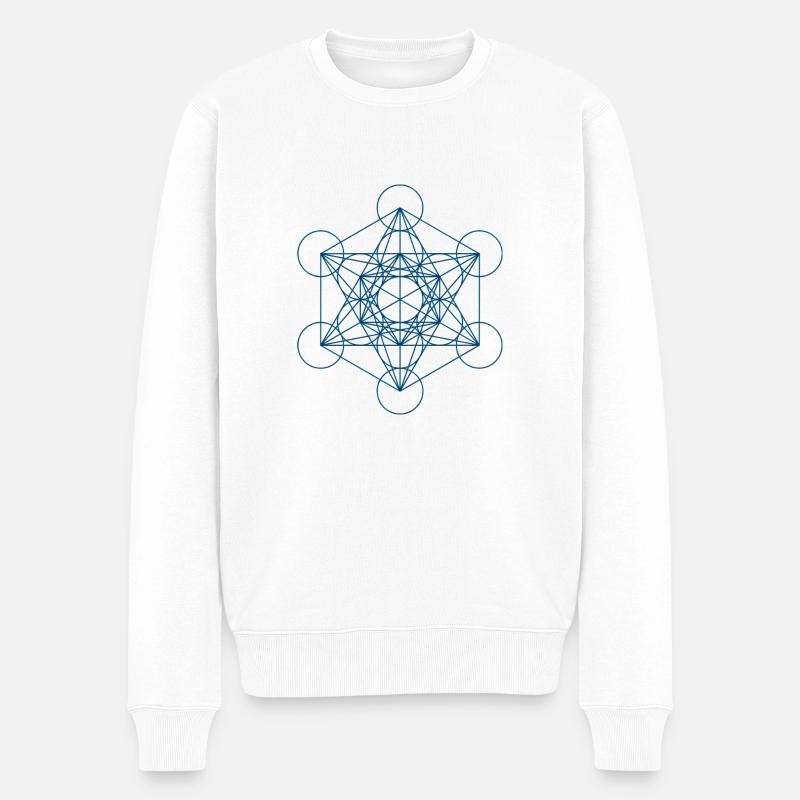 Le cube de Metatron - bleu - Pull Premium bio Homme - blanc
