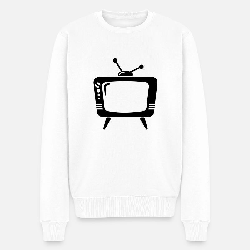 Fernseher - Männer Premium Bio Pullover - Weiß