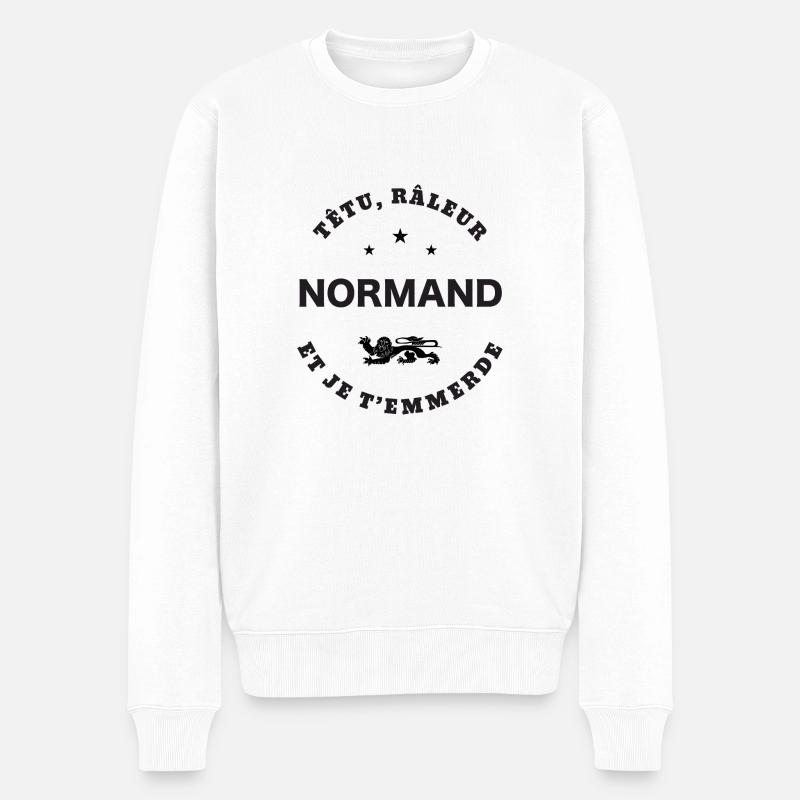 Normand, têtu, râleur - Pull Premium bio Homme - blanc
