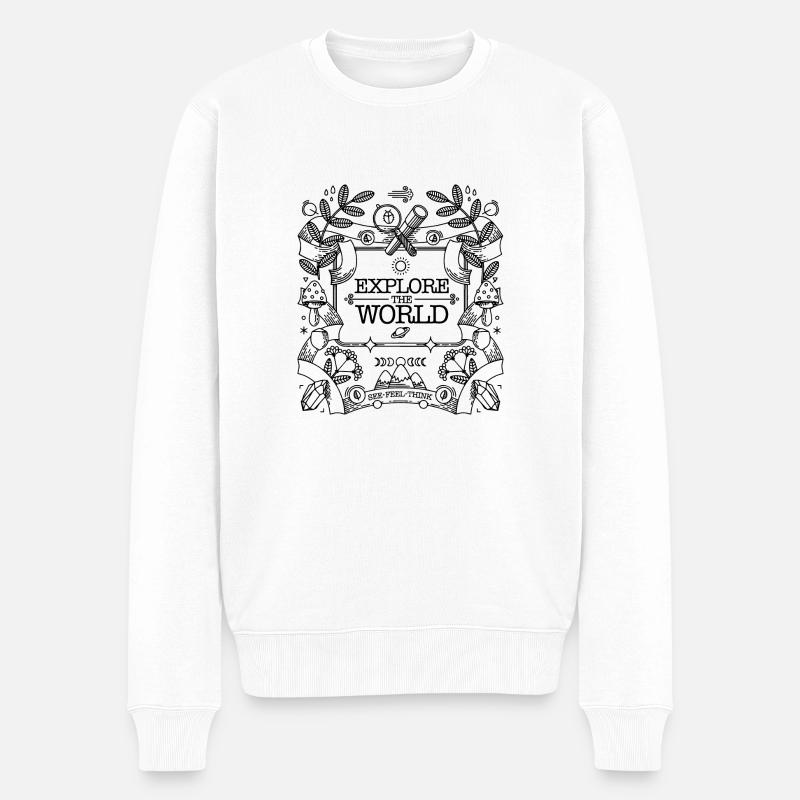 Explore The World - Männer Premium Bio Pullover - Weiß