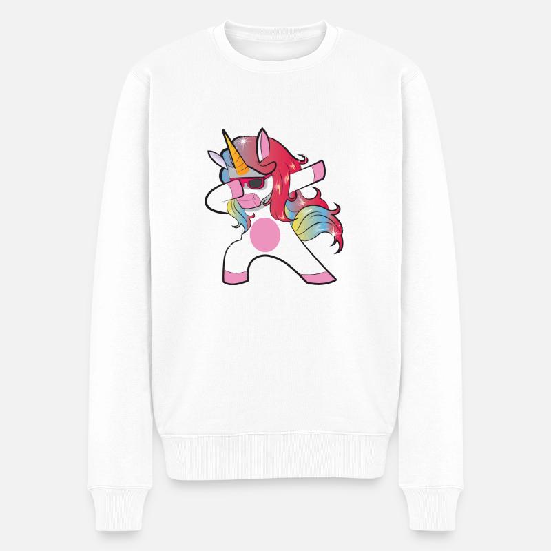 Dabbing Einhorn T-Shirt Unicorn Dab Geschenk - Männer Premium Bio Pullover - Weiß