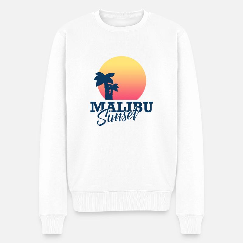 Malibu Sunset - Männer Premium Bio Pullover - Weiß
