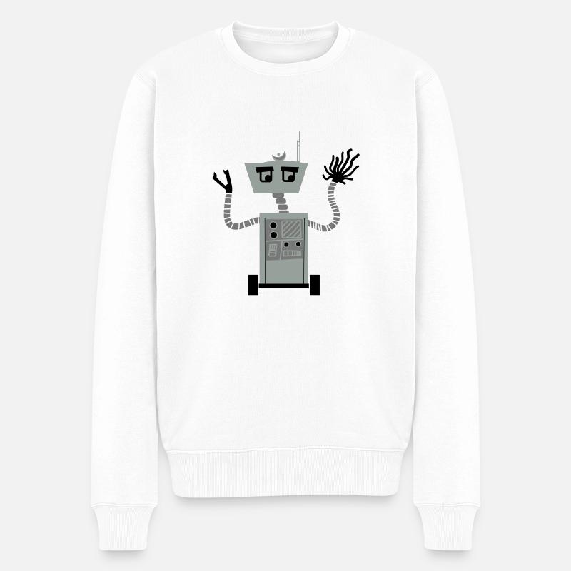 Roboter - Männer Premium Bio Pullover - Weiß