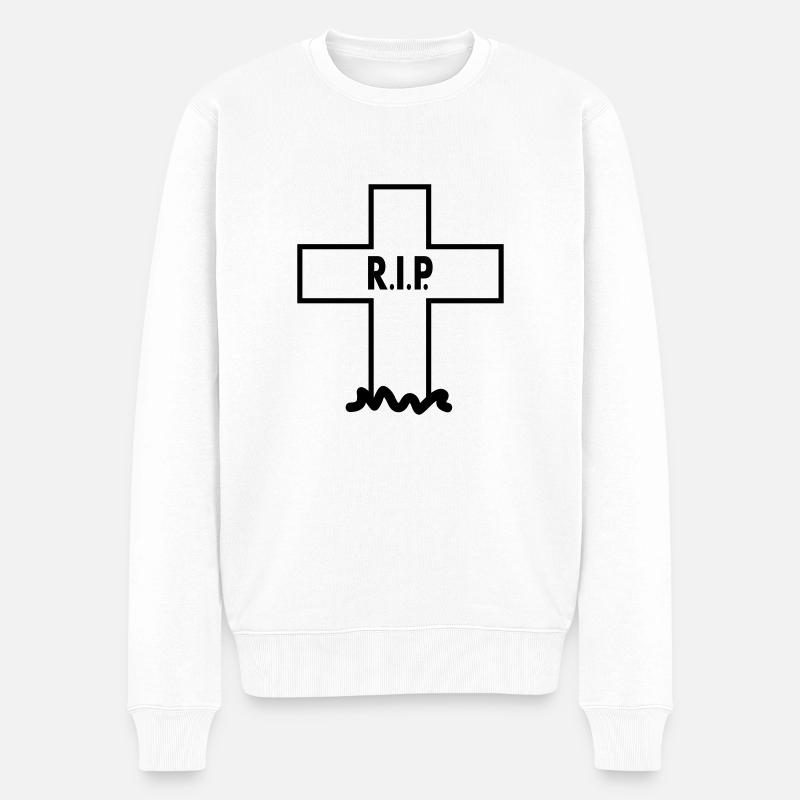 RIP Cross - Männer Premium Bio Pullover - Weiß