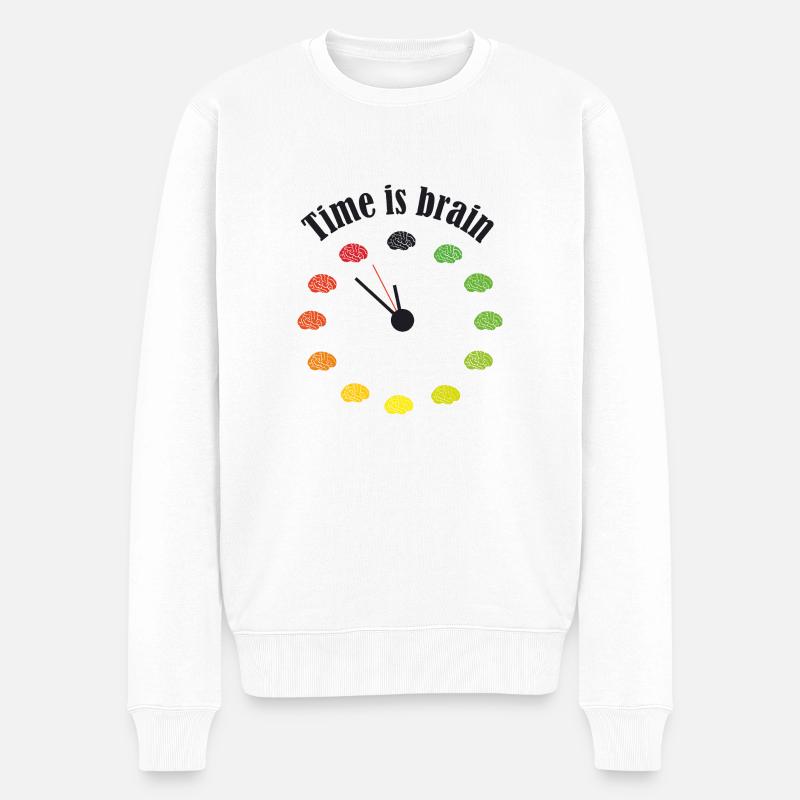 Time is brain - Männer Premium Bio Pullover - Weiß