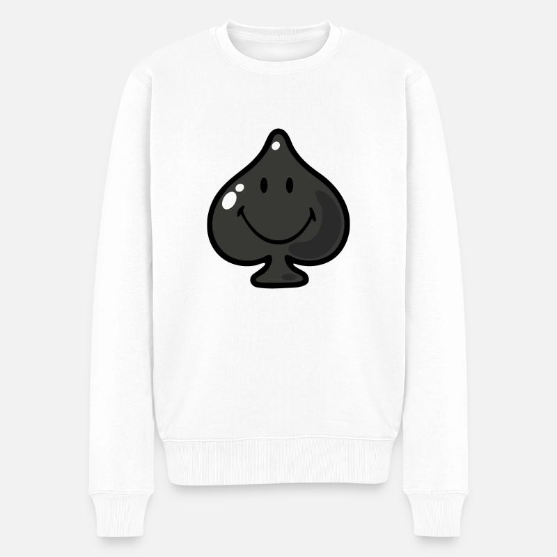 Smiley Spades Black - Männer Premium Bio Pullover - Weiß