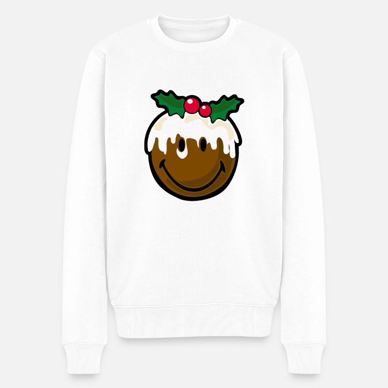 Smiley Christmas Cookie - Männer Premium Bio Pullover - Weiß