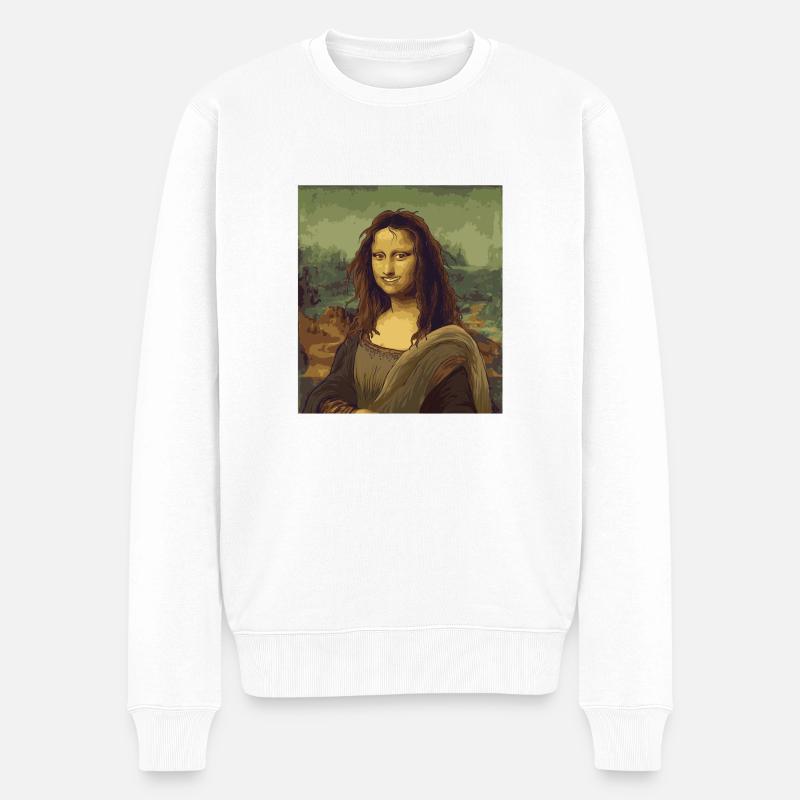 Monday Lisa Mona Lisa zerzaust Humor Kunst Montag - Männer Premium Bio Pullover - Weiß