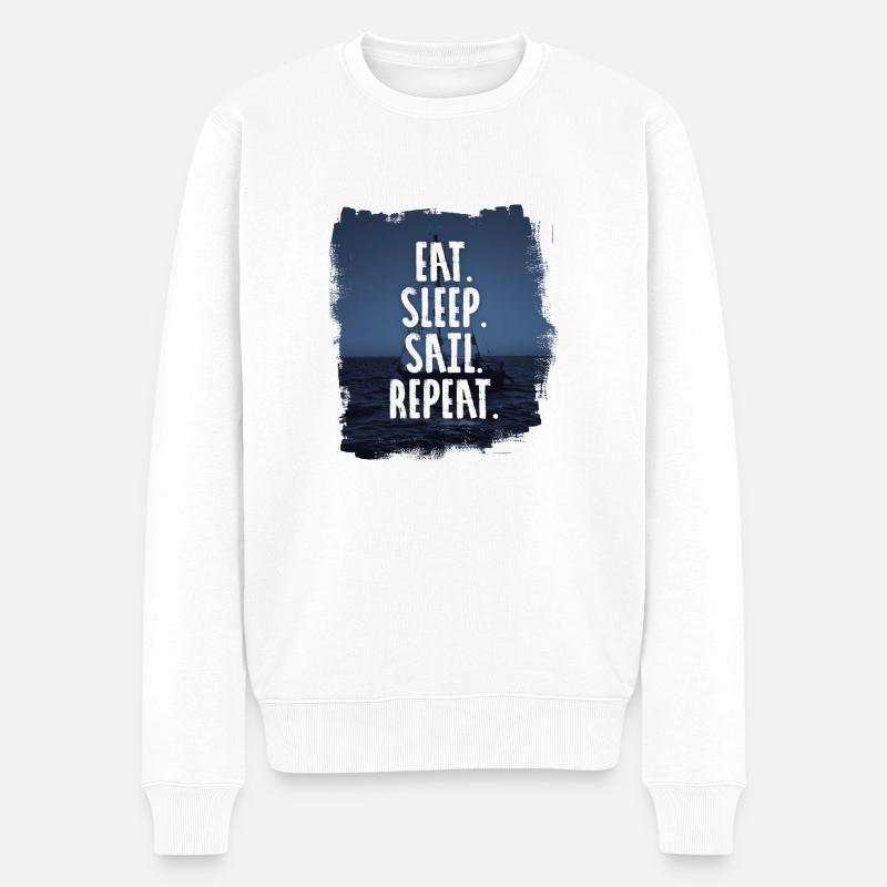 EAT. SLEEP. SAIL. REPEAT - Männer Premium Bio Pullover - Weiß