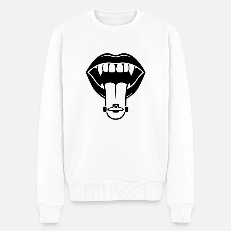 Skateboard Zunge - Männer Premium Bio Pullover - Weiß