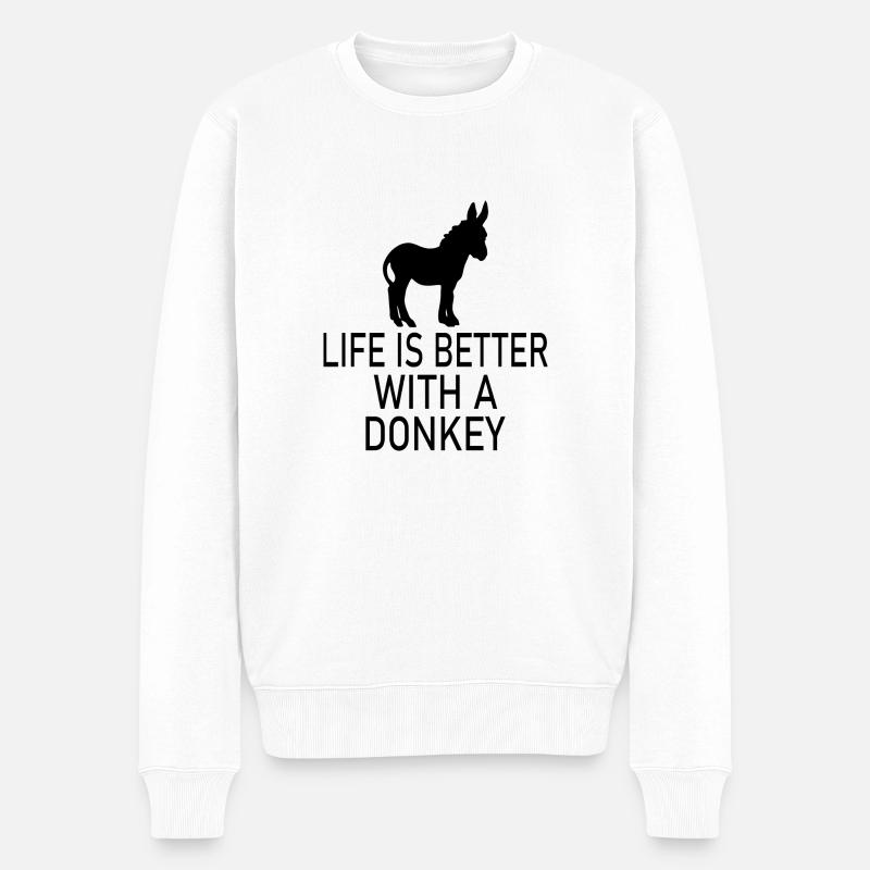 Donkey Esel - Männer Premium Bio Pullover - Weiß