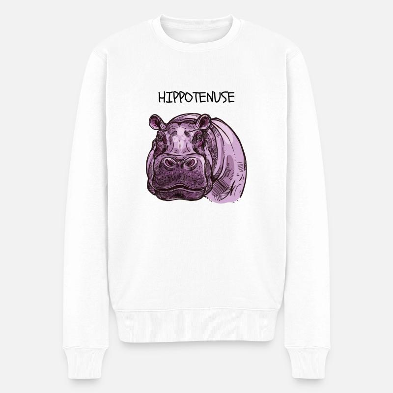 Hippo - Männer Premium Bio Pullover - Weiß