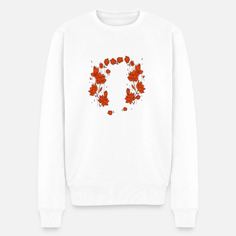 Fleurs rouges - Pull Premium bio Homme - blanc