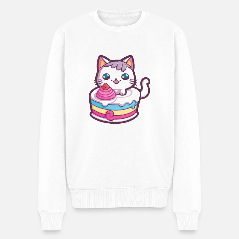 Chat gateau - Pull Premium bio Homme - blanc