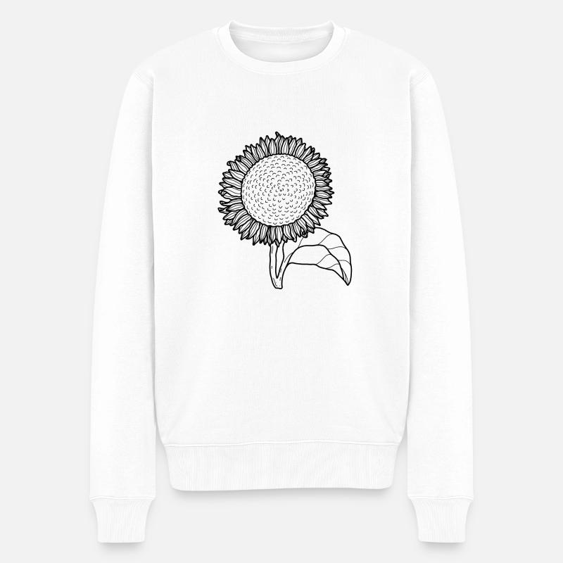 Blume Sonnenblume - Männer Premium Bio Pullover - Weiß