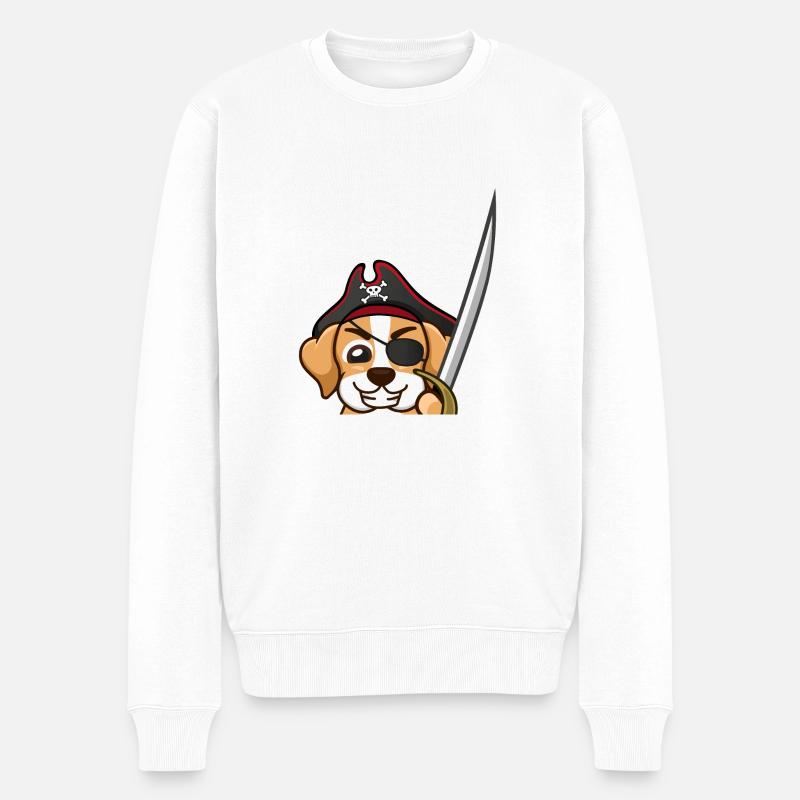 Pirat Captain Blackskull - Männer Premium Bio Pullover - Weiß