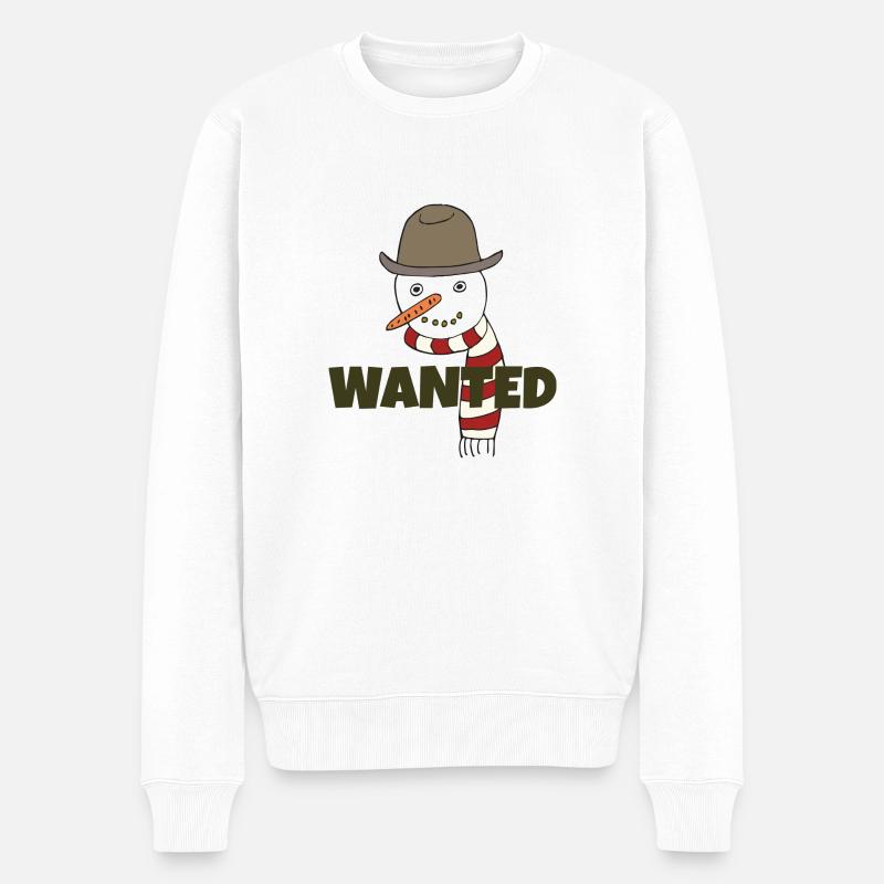SCHNEEMANN WANTED - Männer Premium Bio Pullover - Weiß