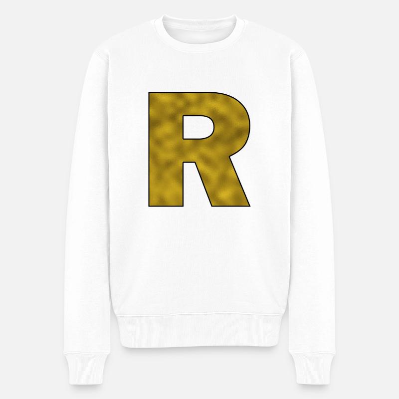 Lettre R Or - Pull Premium bio Homme - blanc