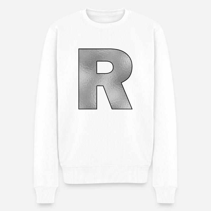 Lettre R Argent - Pull Premium bio Homme - blanc