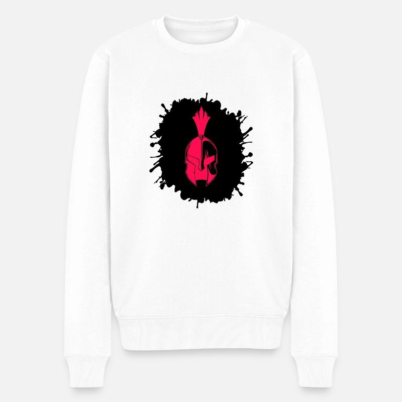 splatter sparta - Männer Premium Bio Pullover - Weiß