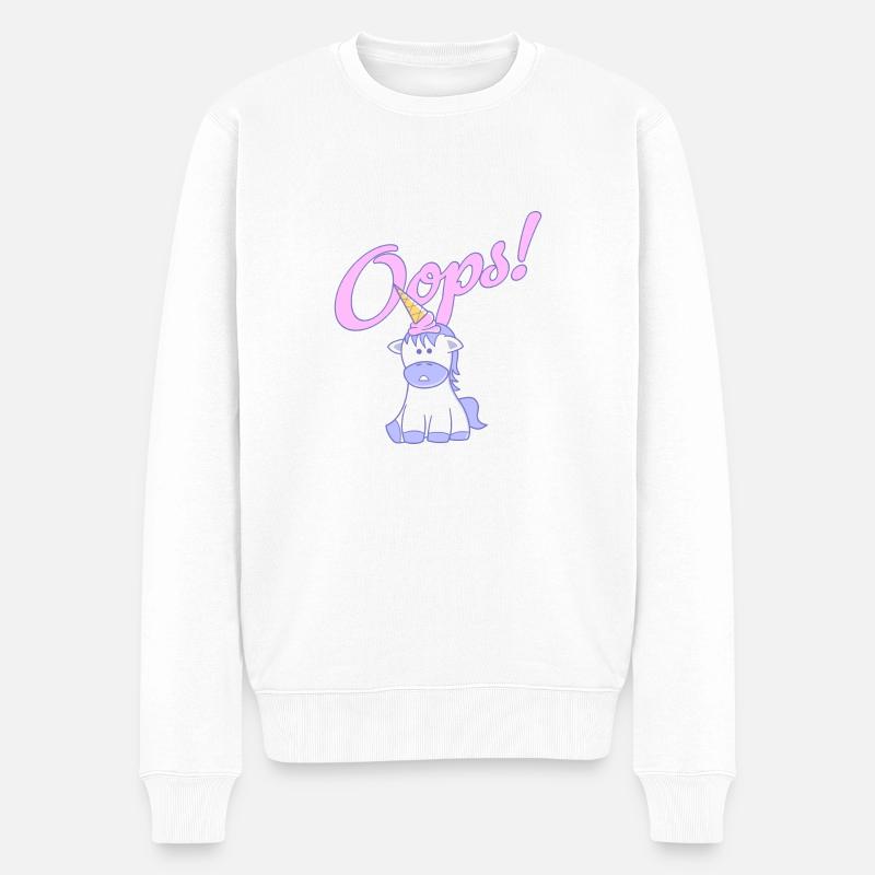 Hoppla, ein Einhorn! - Männer Premium Bio Pullover - Weiß