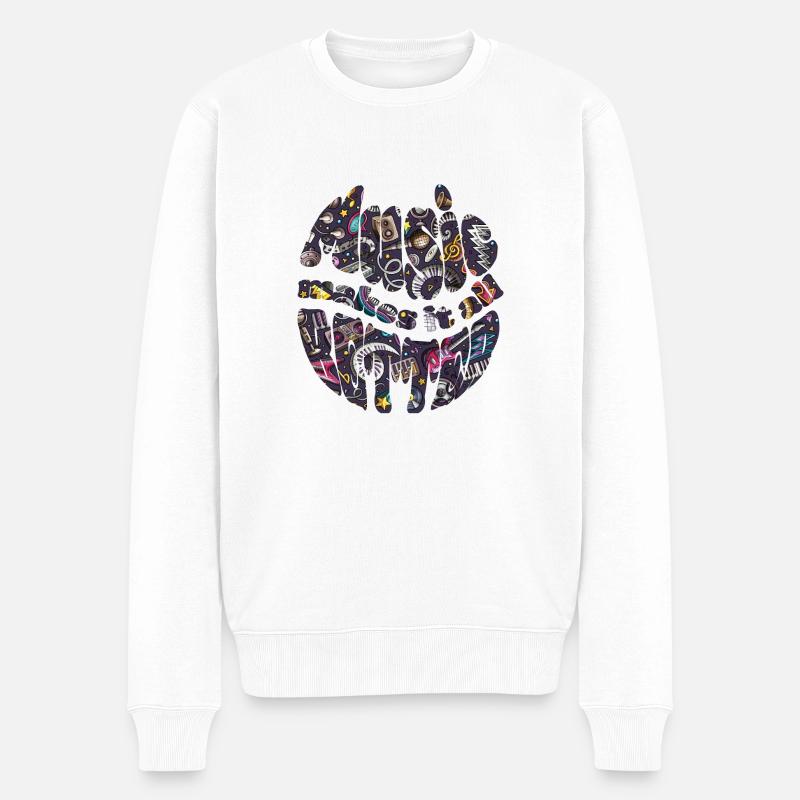 Music makes it all better - Männer Premium Bio Pullover - Weiß