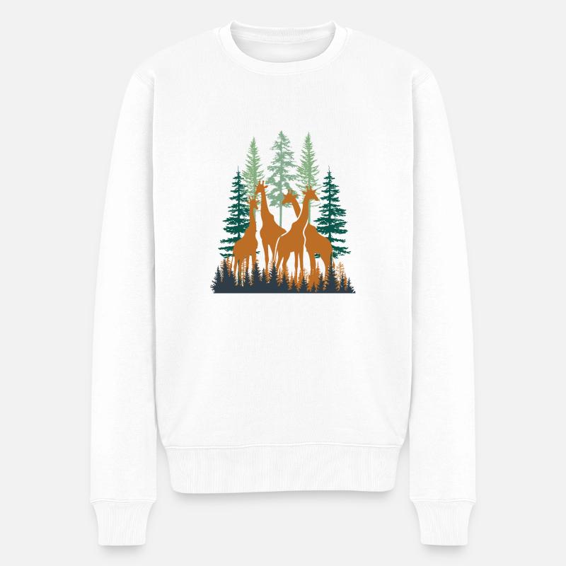 Girafes parmi les arbres - Pull Premium bio Homme - blanc