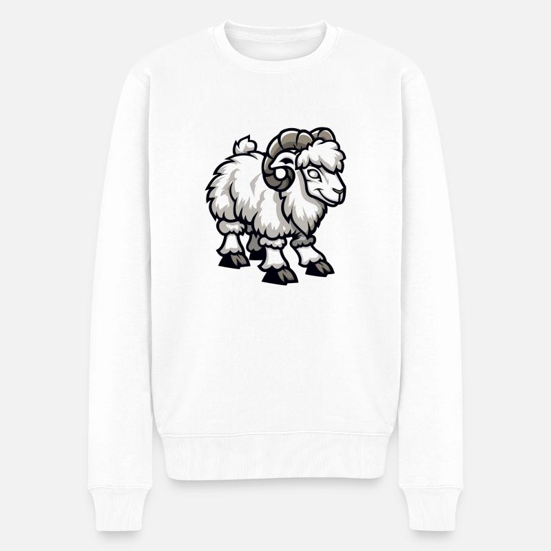 Schaf Steinbock - Männer Premium Bio Pullover - Weiß