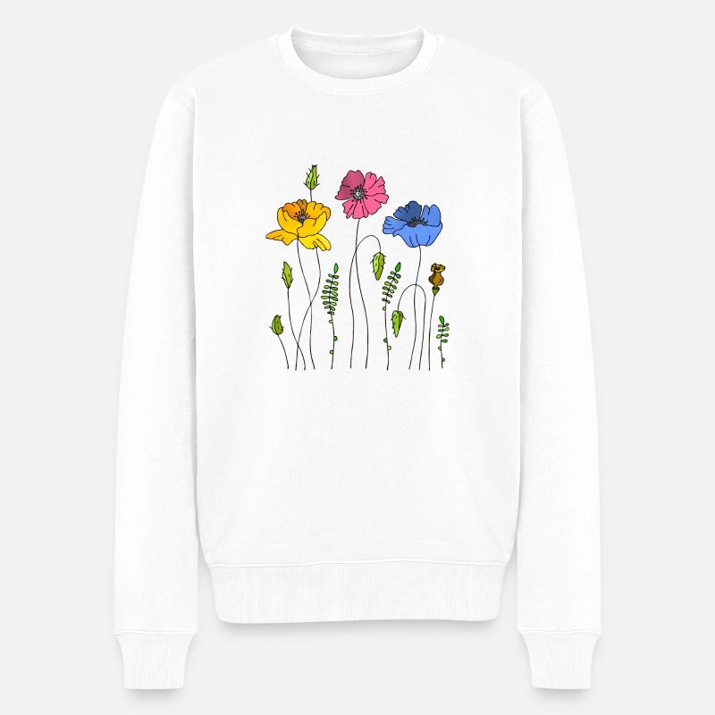 Blumen - Männer Premium Bio Pullover - Weiß