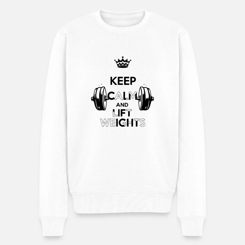 Keep Calm - Männer Premium Bio Pullover - Weiß