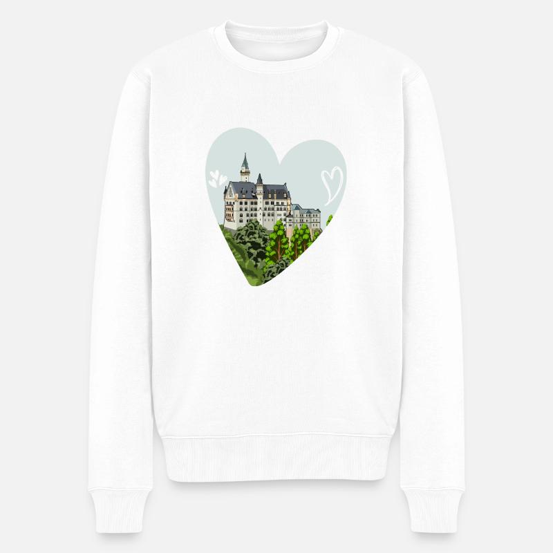 Château de Neuschwanstein // Illustration - Pull Premium bio Homme - blanc