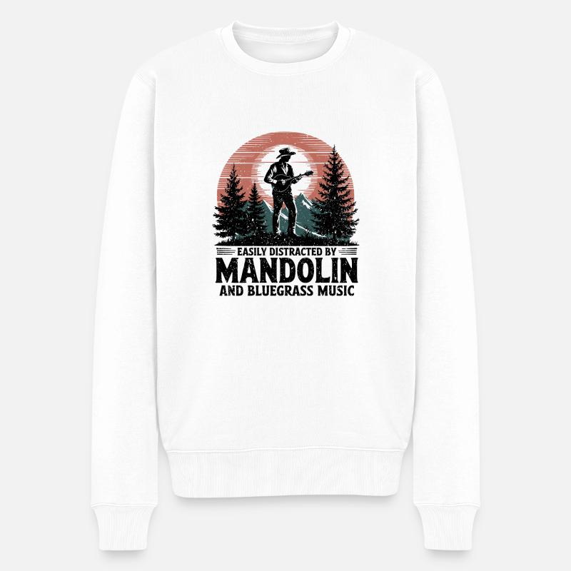 Liebe zur Mandoline und Bluegrass - Männer Premium Bio Pullover - Weiß
