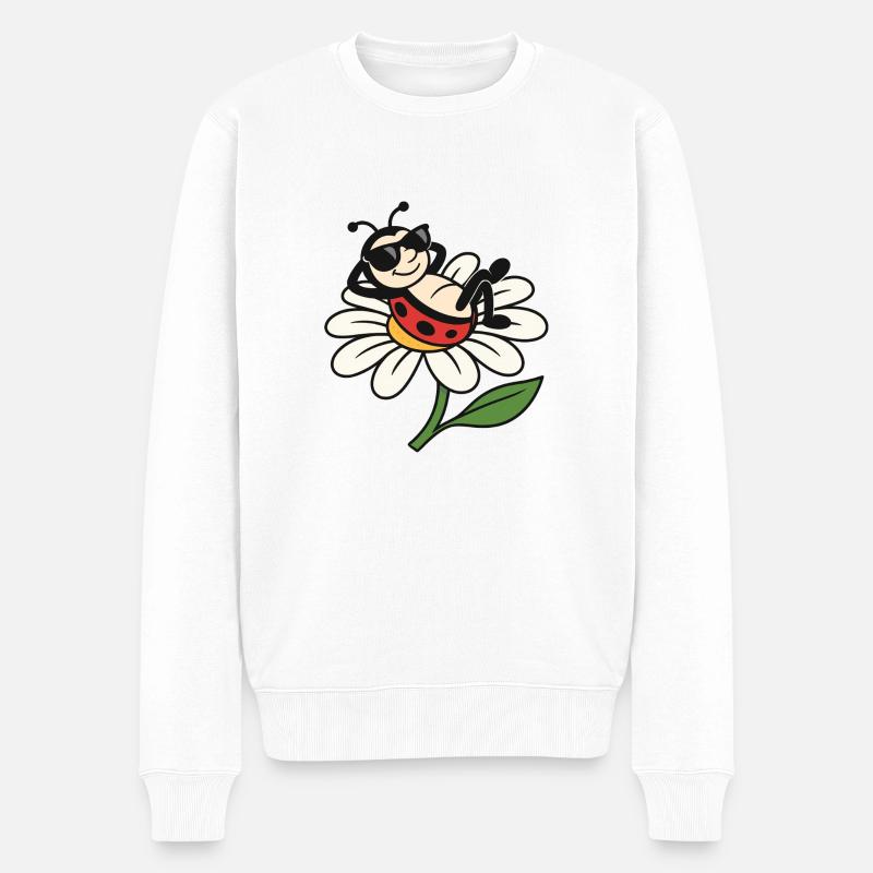 Coccinelle cool sur Daisy - Pull Premium bio Homme - blanc