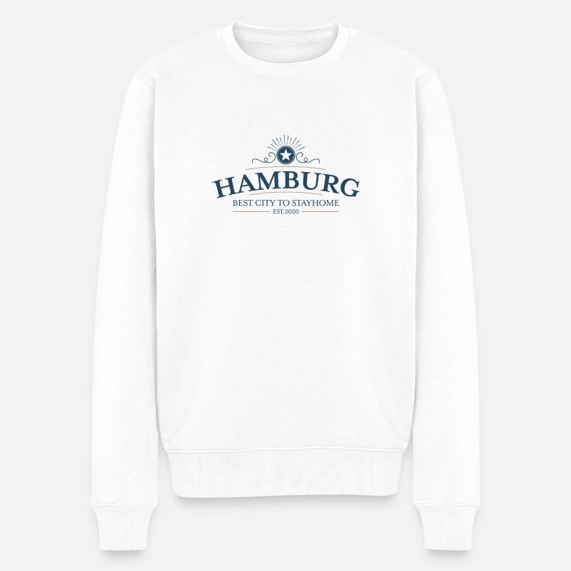 Hamburg - Männer Premium Bio Pullover - Weiß
