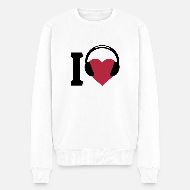 I love Music - Männer Premium Bio Pullover - Weiß