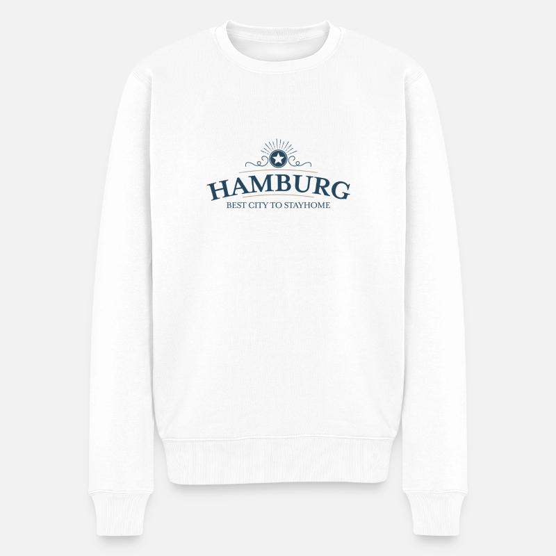 Hamburg - Männer Premium Bio Pullover - Weiß
