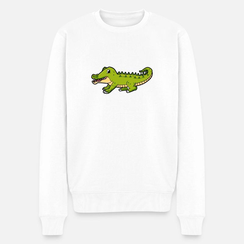 Krokodil - Männer Premium Bio Pullover - Weiß