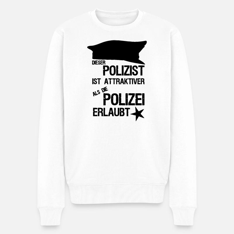 Attraktivster Polizist Polizei, Sprüche,Geschenk - Männer Premium Bio Pullover - Weiß