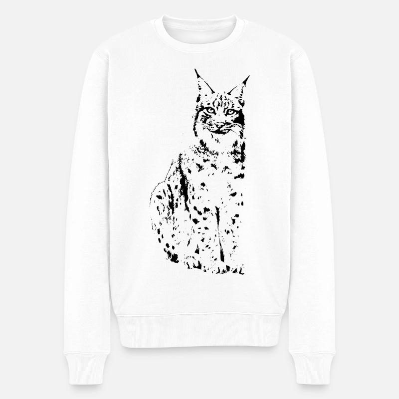 Chat Lynx chat sauvage - Pull Premium bio Homme - blanc