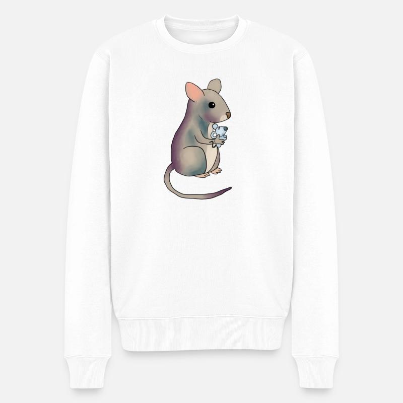Maus mit Maus - Männer Premium Bio Pullover - Weiß