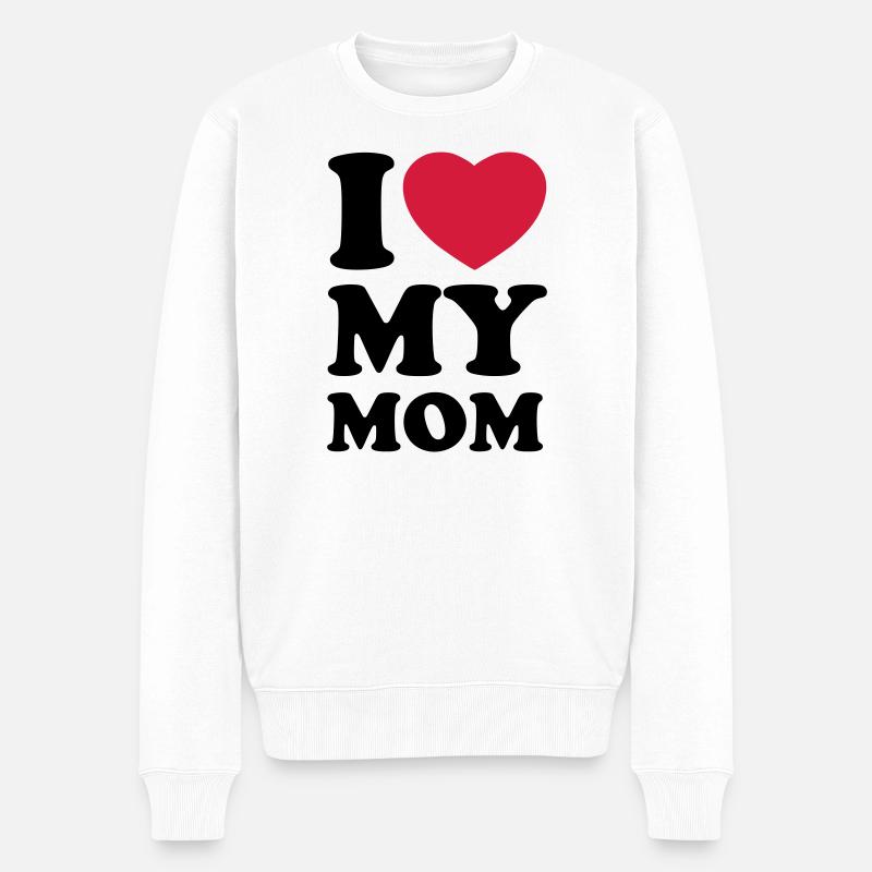 I love my mom - Ich liebe meine Mama - Männer Premium Bio Pullover - Weiß