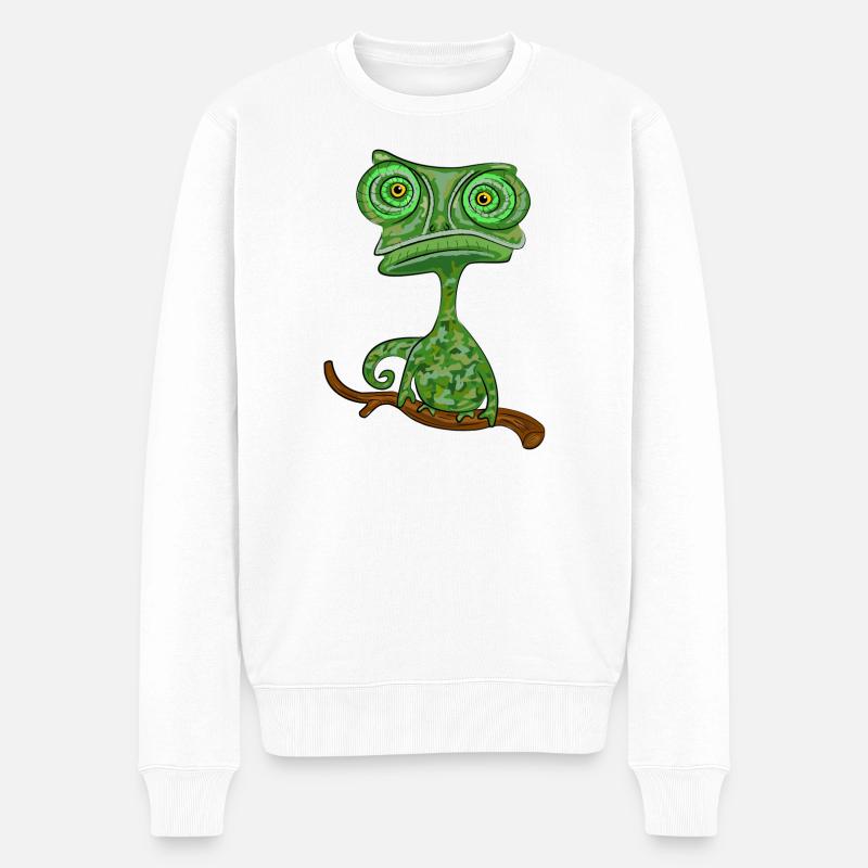 chamaeleon tier exotisch - Männer Premium Bio Pullover - Weiß