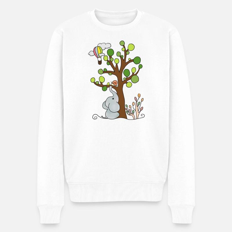 Elefant unterm Baum - Männer Premium Bio Pullover - Weiß