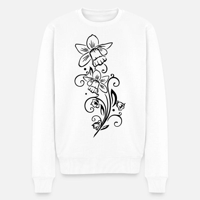 Easter Bells Daffodils Spring - Men's Premium Organic Jumper - white