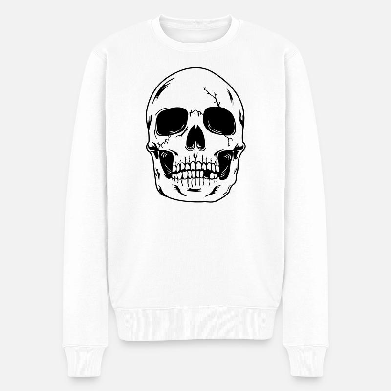 Schädelkopf des Skeletts - Männer Premium Bio Pullover - Weiß