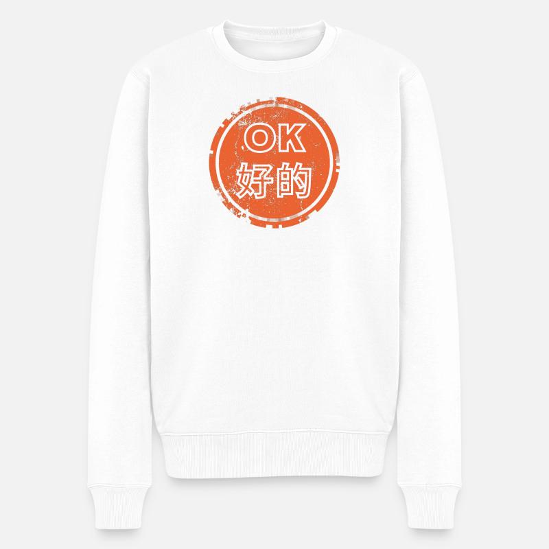 OK auf Chinesisch - Männer Premium Bio Pullover - Weiß