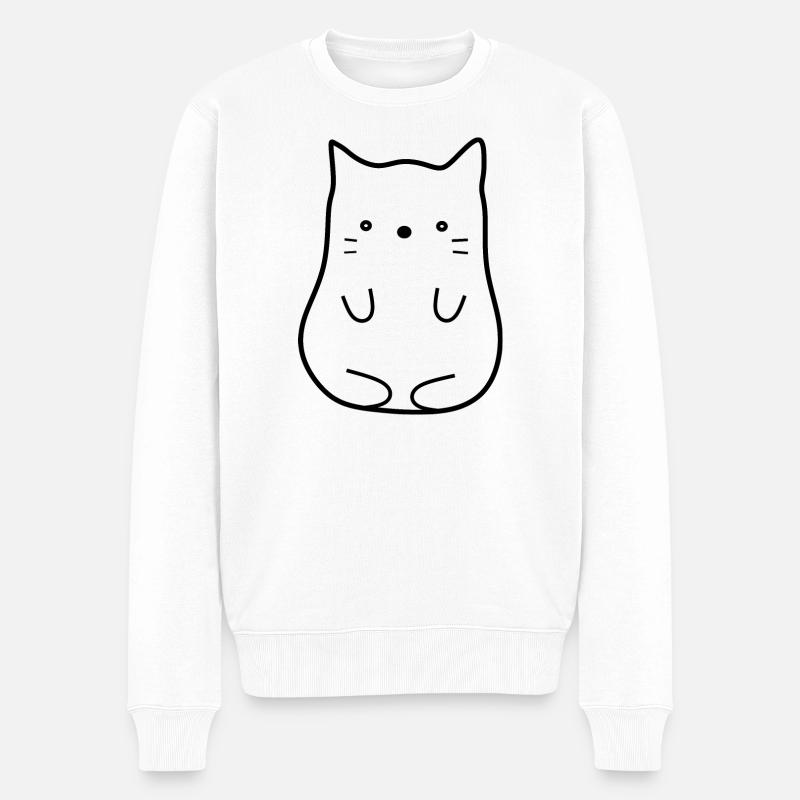 Chat noir - Pull Premium bio Homme - blanc