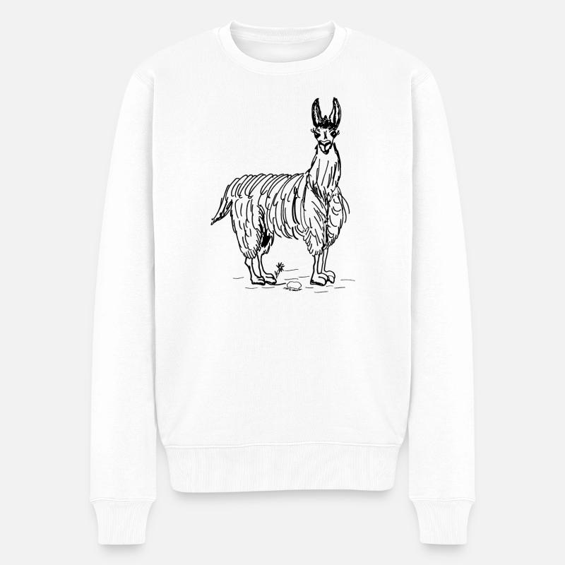Lama - Männer Premium Bio Pullover - Weiß