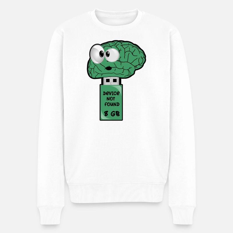 Gehirn USB Stick - Männer Premium Bio Pullover - Weiß